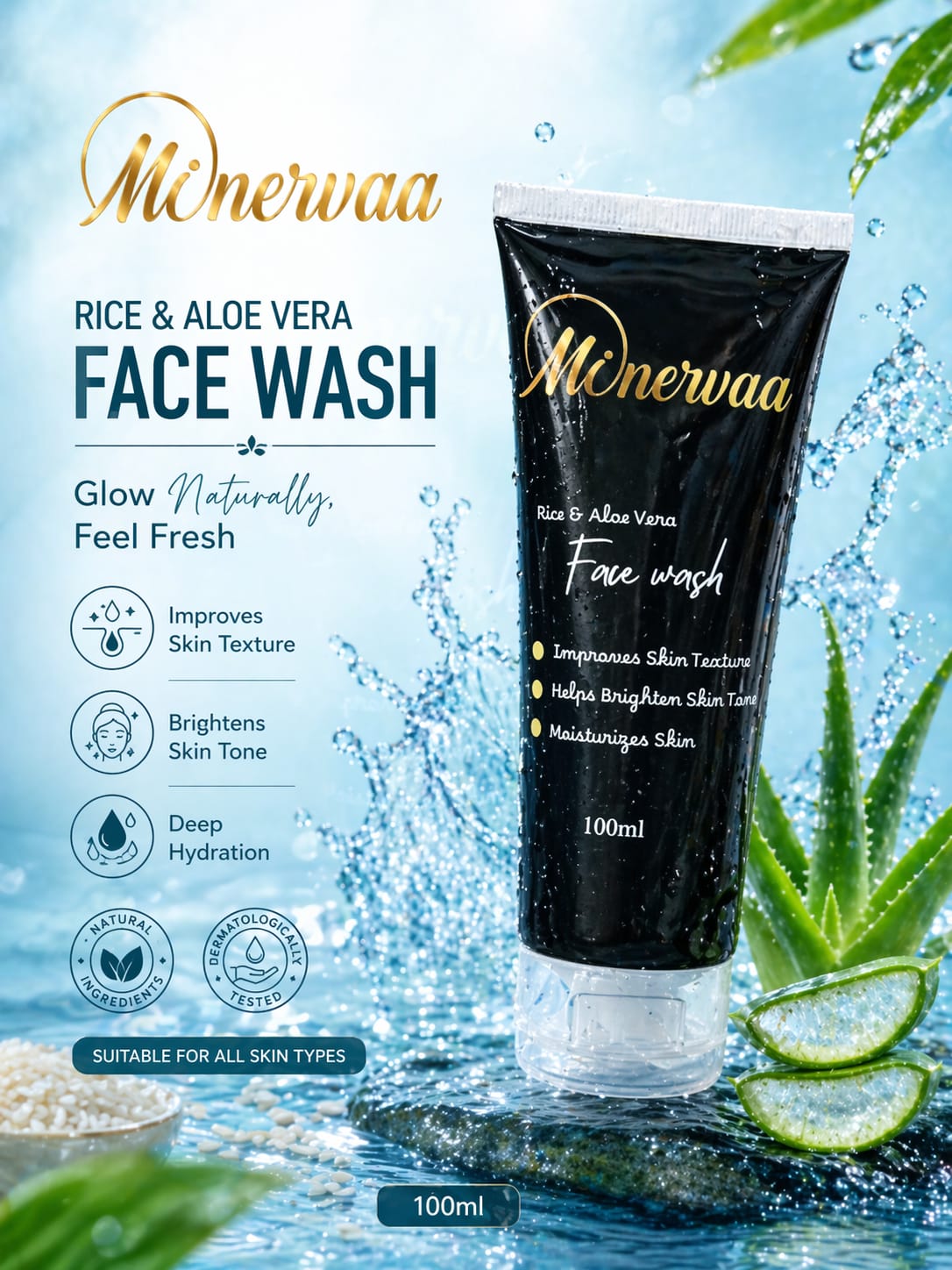 Minervaa Herbal Face Wash — plant based cleanser for healthy glowing skin