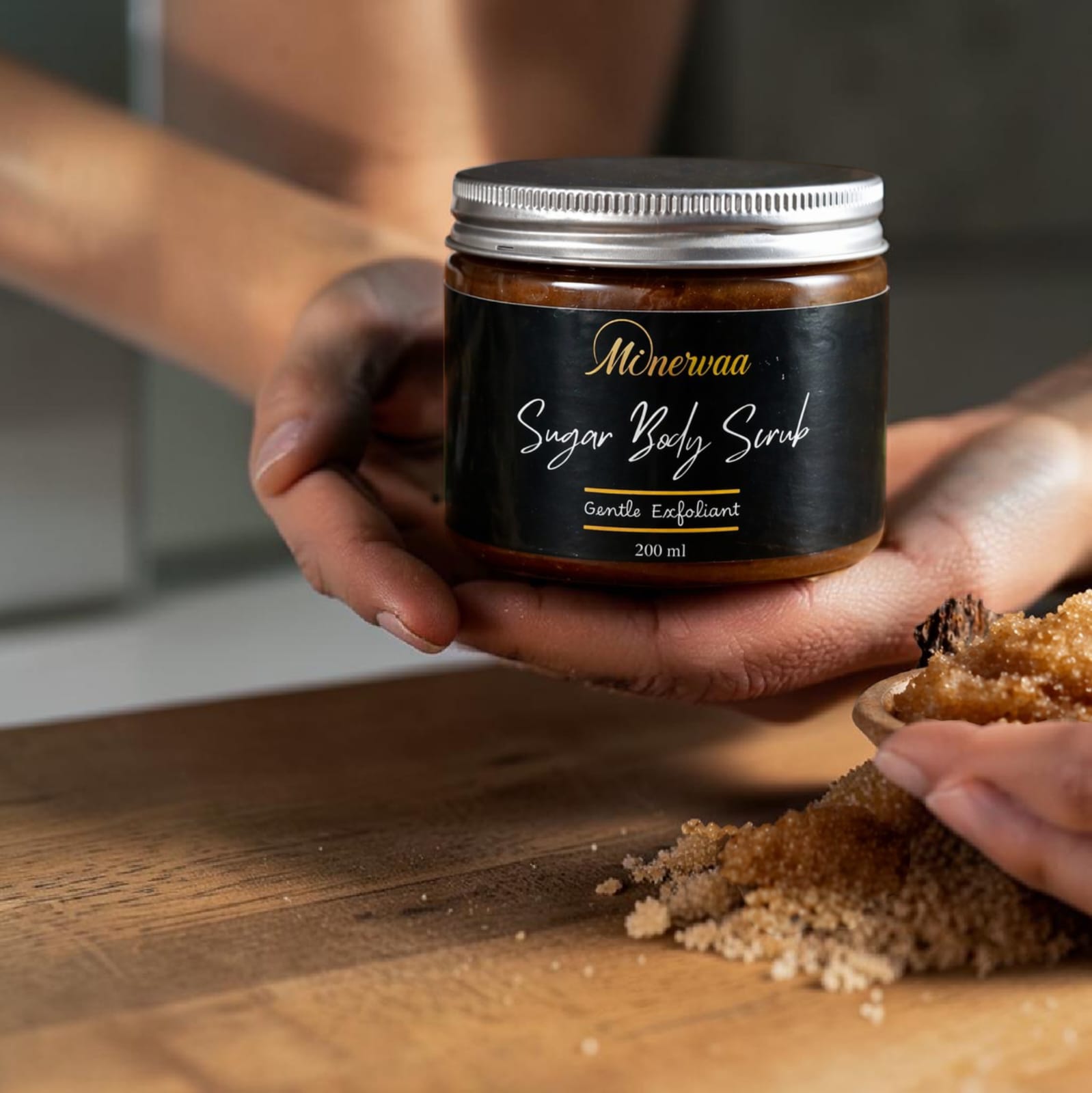 Minervaa Organic Sugar Body Scrub — handcrafted natural scrub for radiant skin Pakistan