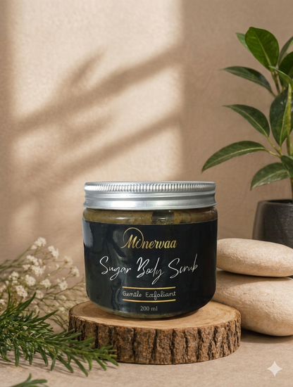 Minervaa Organic Sugar Body Scrub — skin brightening scrub for dull dry skin Pakistan